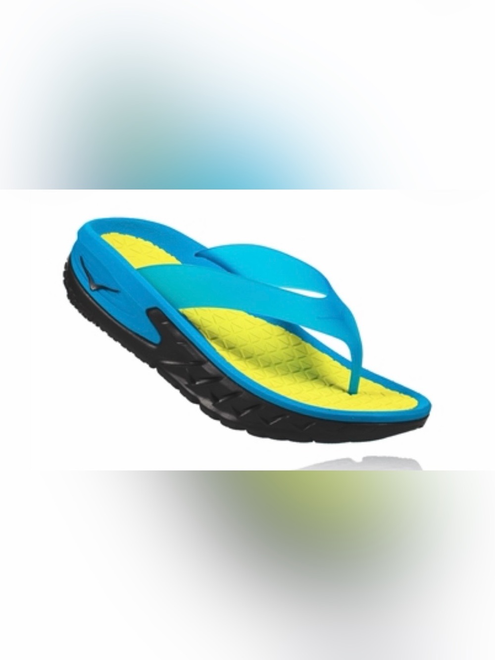 Hoka one one recovery sandals Blue/Green Flip Flop Sandals - Lime Footbed Sz 8